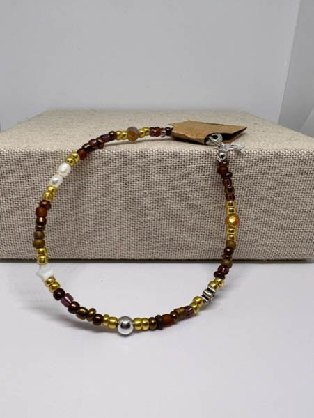 Brown and Gold Star Anklet